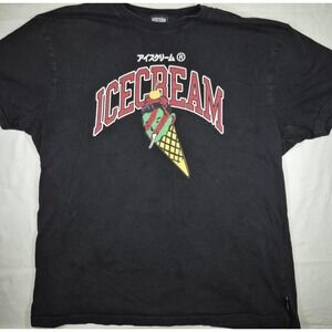 Ice Cream men's Cone Head black graphic t-shirt 3x  Japanese‎ writing